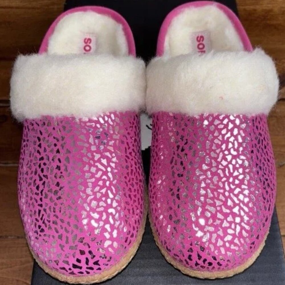NEW Sorel Youth Slide II Cactus Pink, White Slip On Slippers Size 5 NIB